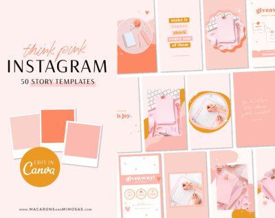 Pink Instagram Story Templates Boho, Bright Quotes for Instagram, Creative Instagram Templates, Free Colorful Canva Designs, Small Business Brand