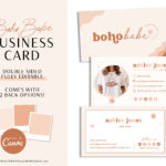 Neutral floral boho Business Card editable in Canva, DIY customized bright boho card design for small business with logo and photos