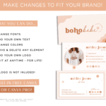 Neutral floral boho Business Card editable in Canva, DIY customized bright boho card design for small business with logo and photos