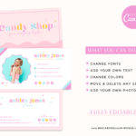 Bright Colorful Retro Business Card editable in Canva, DIY customized bright boho card design for small business with logo and photos