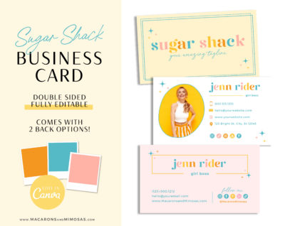 Bright Retro Digital Business Card Template editable in Canva with clickable links, How to create DIY Retro Colorful Pink Teal Digital Business Card