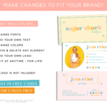 Bright Retro Digital Business Card Template editable in Canva with clickable links, How to create DIY Retro Colorful Pink Teal Digital Business Card