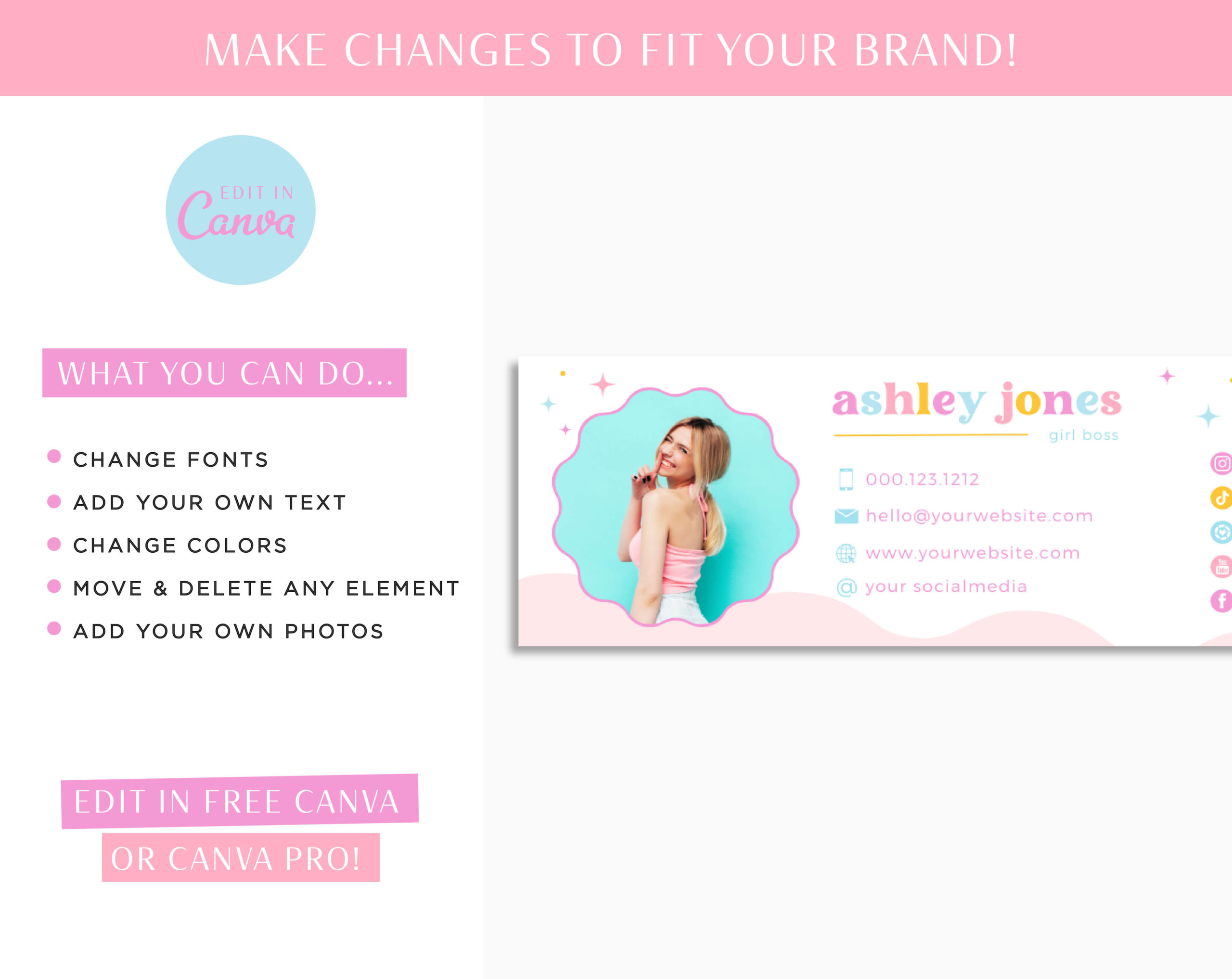 Bright Boho Email Signature Template with Logo, Best Seller Bright Retro Marketing Tool, Pink Pastel Email Picture Signature, Realtor Gmail Design