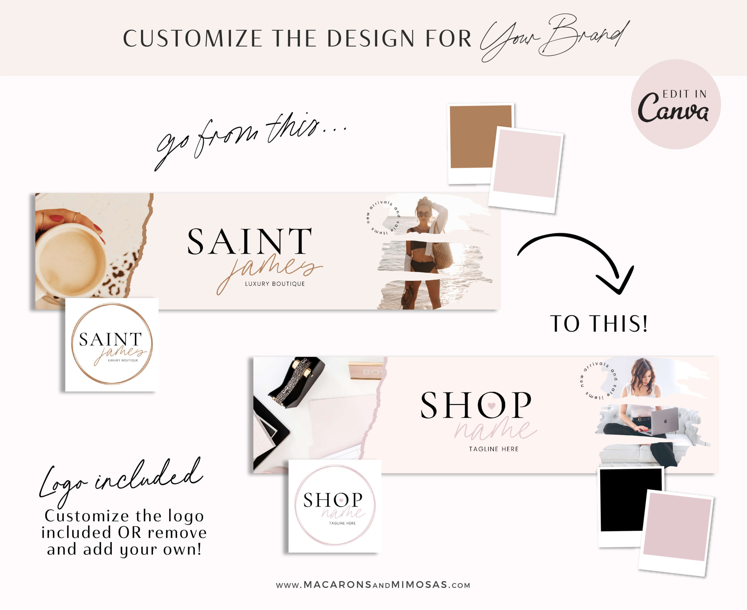 Boho Etsy Banner Kit, Brand your Etsy Shop Business with Boho Logos and Branding Kit, Fun Retro Etsy Shop Kit, Etsy Templates