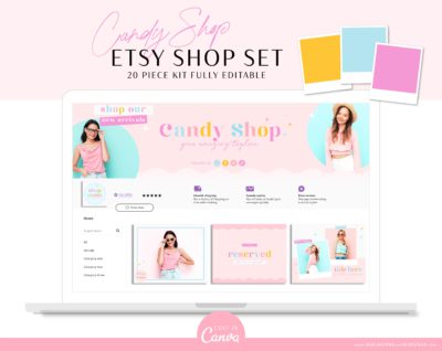 Colorful Boho Etsy Banner Set, Brand your Etsy Shop Business with Retro Logos and Branding Kit, Fun Bright Etsy Shop Kit, Etsy Templates