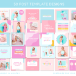 Social media template Instagram in bright pastel vibes to style your brand pretty. Bright boho Instagram post templates that are editable in Canva.