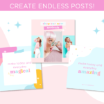 Social media template Instagram in bright pastel vibes to style your brand pretty. Bright boho Instagram post templates that are editable in Canva.