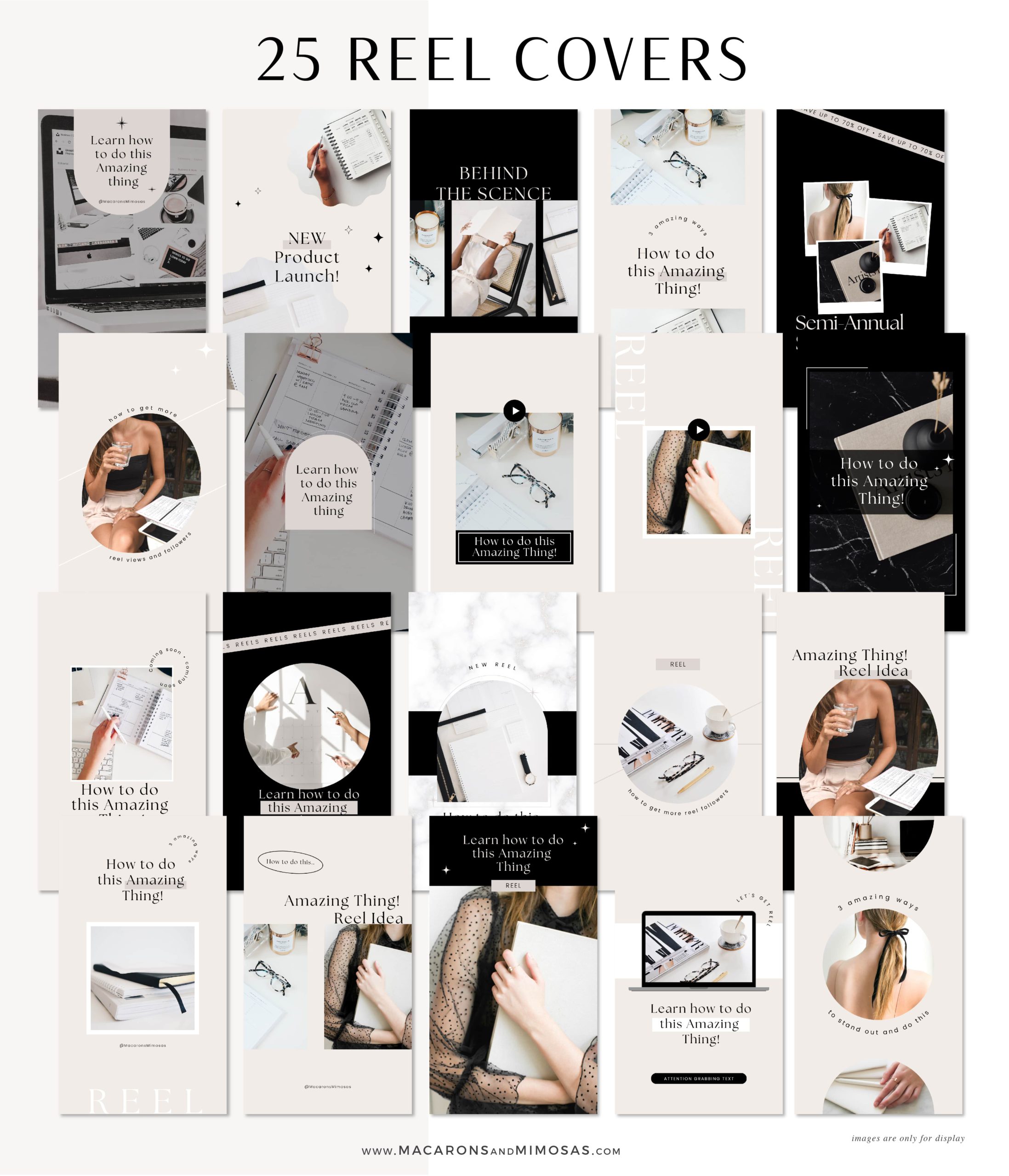 Modern Minimalist Luxe Instagram Reel Templates for Canva, Content Creator Reel Covers Editable in Canva, Instagram Stories, TikTok and Pinterest Bundle