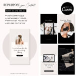 Modern Minimalist Luxe Instagram Reel Templates for Canva, Content Creator Reel Covers Editable in Canva, Instagram Stories, TikTok and Pinterest Bundle