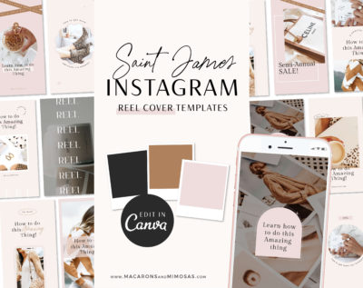 Neutral Boho Instagram Reel Templates, Content Creator Reel Covers Editable in Canva, Instagram Stories, TikTok and Pinterest, Pink Beige Bundle