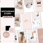 Layout for Instagram in a pretty pink aesthetic. Luxe pink Instagram story and reel templates for small businesses, creatives and influencers.