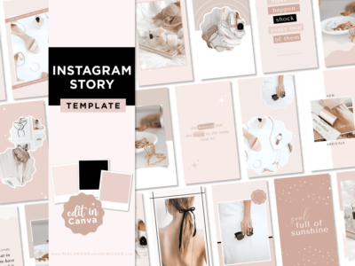 Layout for Instagram in a pretty pink aesthetic. Luxe pink Instagram story and reel templates for small businesses, creatives and influencers.