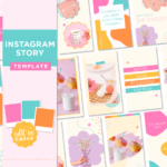 Bright Instagram story templates bundle for content creators. Colorful reel covers editable in Canva to use for Instagram Stories, TikTok and Pinterest