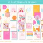 Bright Instagram story templates bundle for content creators. Colorful reel covers editable in Canva to use for Instagram Stories, TikTok and Pinterest