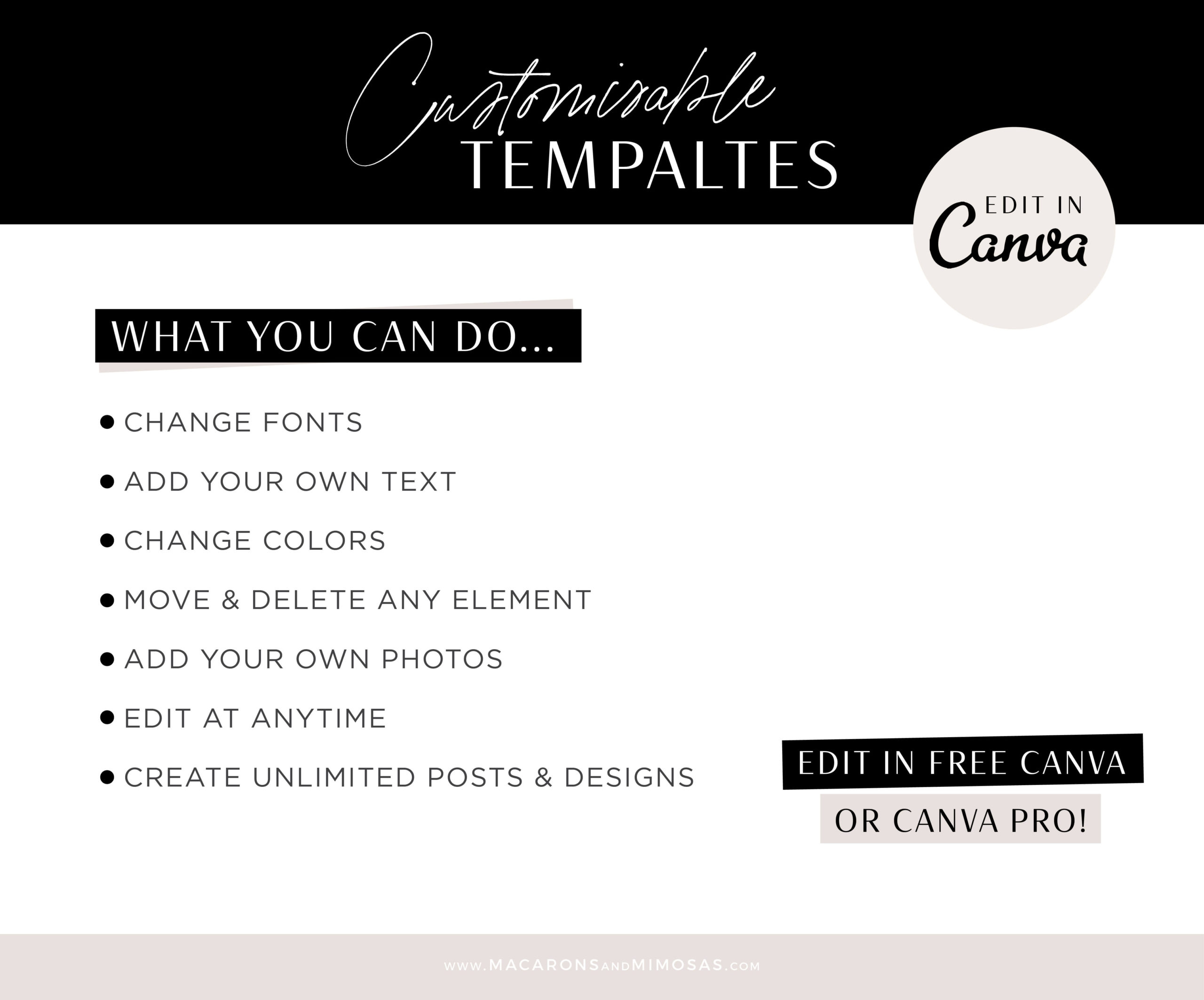 Minimalist Luxe Instagram Story Templates for Canva, Modern Black White Instagram for Stories and Posts, Beauty Templates for Instagram Reels