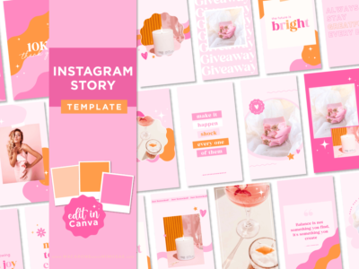 Colorful Retro Instagram Story Templates, Content Creator Reel Covers Editable in Canva, Instagram Stories, TikTok and Pinterest, Neutral Instagram Bundle