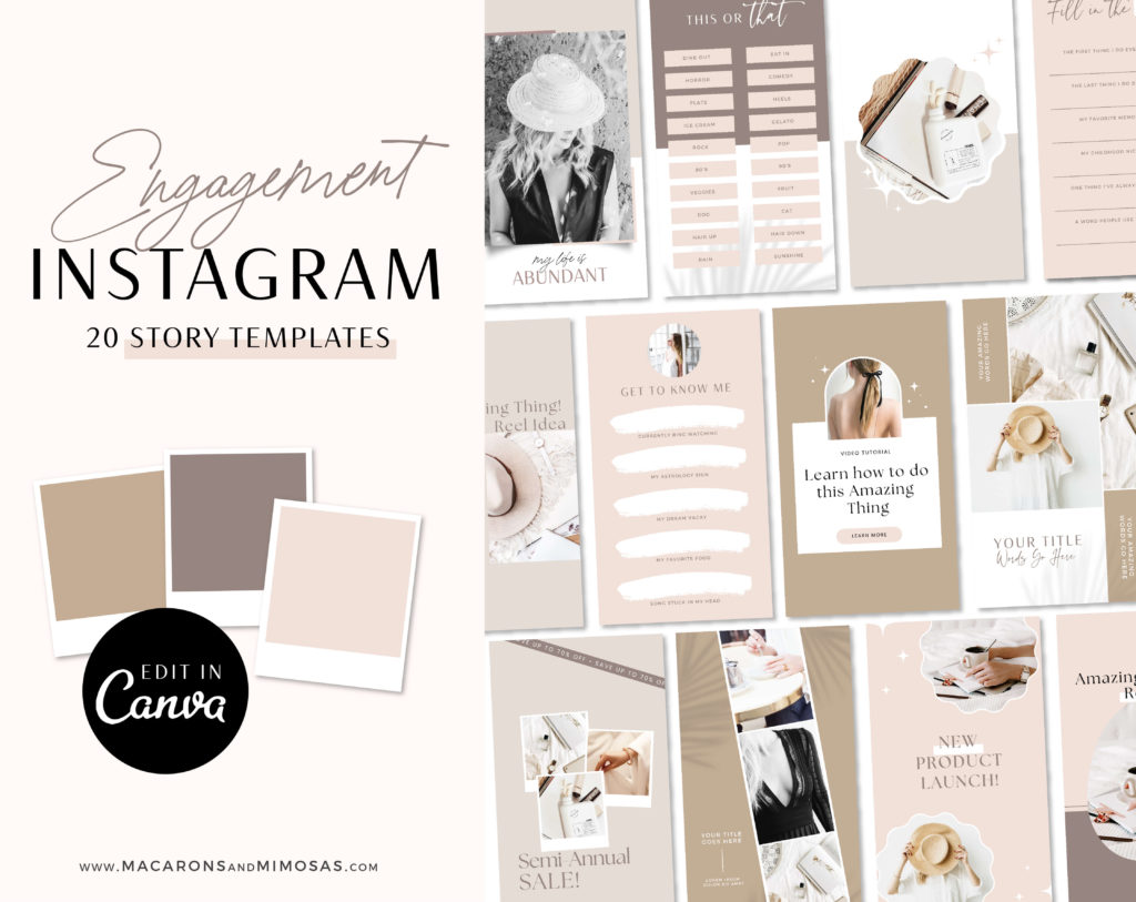 Minimalist neutral Instagram Story Templates • Macarons and Mimosas