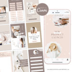 Minimalist neutral Instagram Story Templates for Canva, Pink Luxe Instagram Templates for Stories and Reels, Canva Beauty Templates for Instagram Reels
