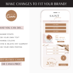 This one-page website design is part of the Saint James branding collection, with neutral beige colors and a minimalist luxe design.