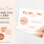 Pink Boho Thank You Card Template, Customizable fun and neutral Packaging Insert Card, DIY Aesthetic Discount Coupon Thank You design