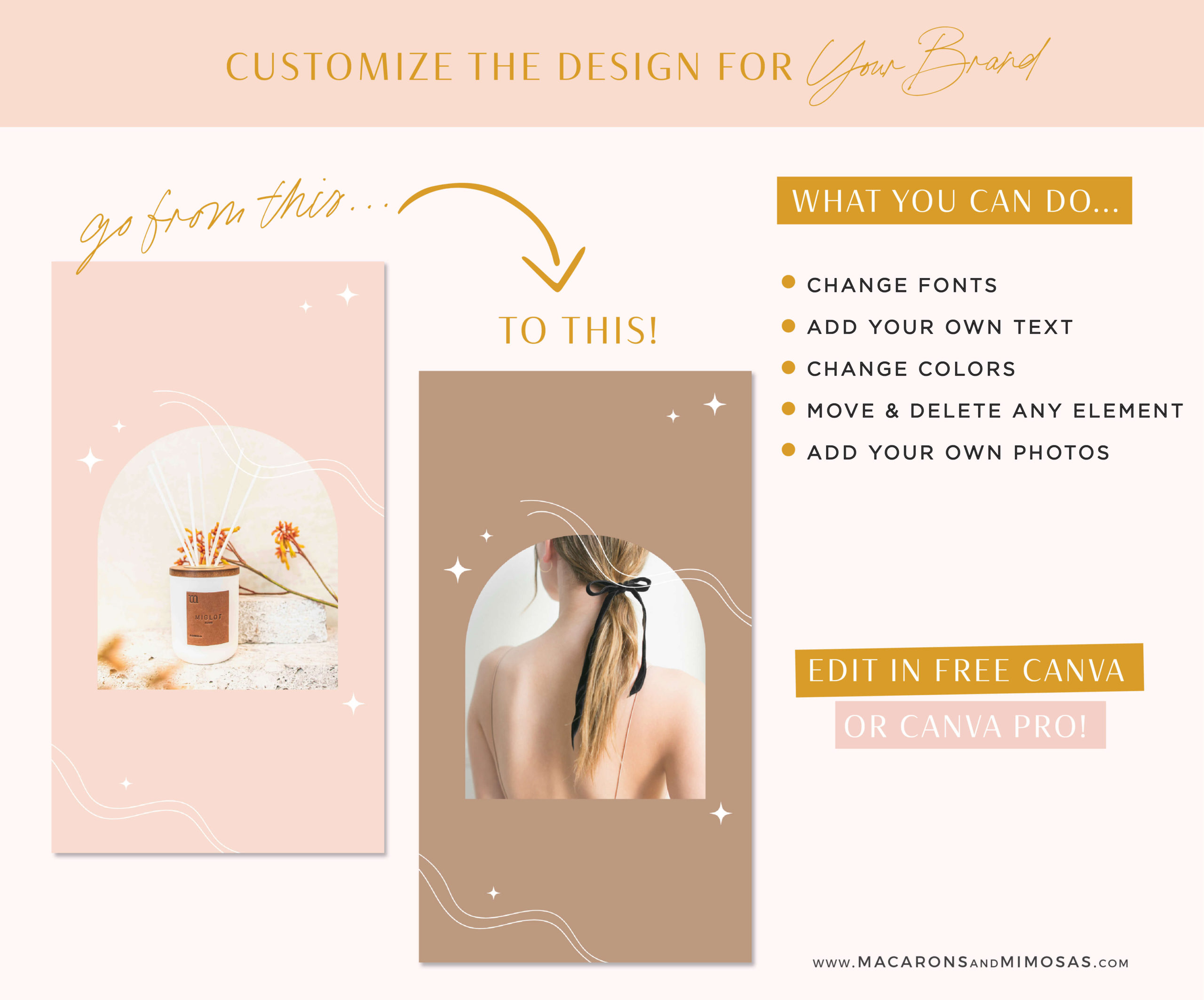 Boho Story Reel Templates Canva, Pink and Gold Instagram Templates for Stories Reels and Posts, Boost Your Instagram Engagement and gain new Followers