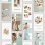 Editable Instagram Story and Reel Cover templates with modern coastal-inspired designs