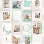 Editable Instagram post and Story templates with feminine coastal designs for small businesses