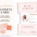 Bright Colorful Business Card Template editable in Canva, Retro Font for Canva Templates and Boho Brand with Logo Design.