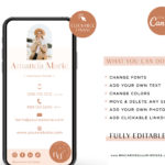 clickable boho Digital Business Card Template editable in Canva with clickable links, DIY Flower Child Retro Bright Colorful Coach Digital Business Card