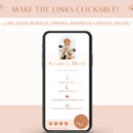 clickable boho Digital Business Card Template editable in Canva with clickable links, DIY Flower Child Retro Bright Colorful Coach Digital Business Card