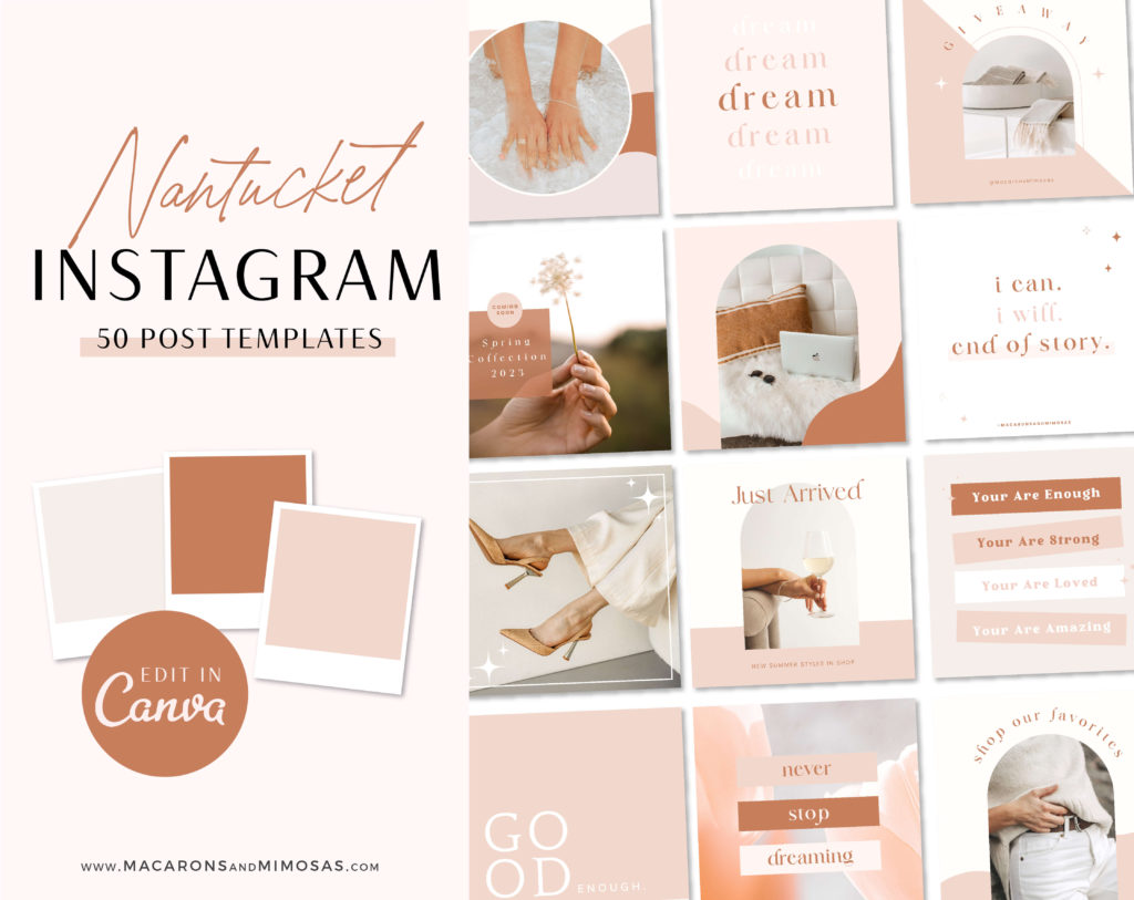 neutral instagram post templates Canva • Macarons and Mimosas