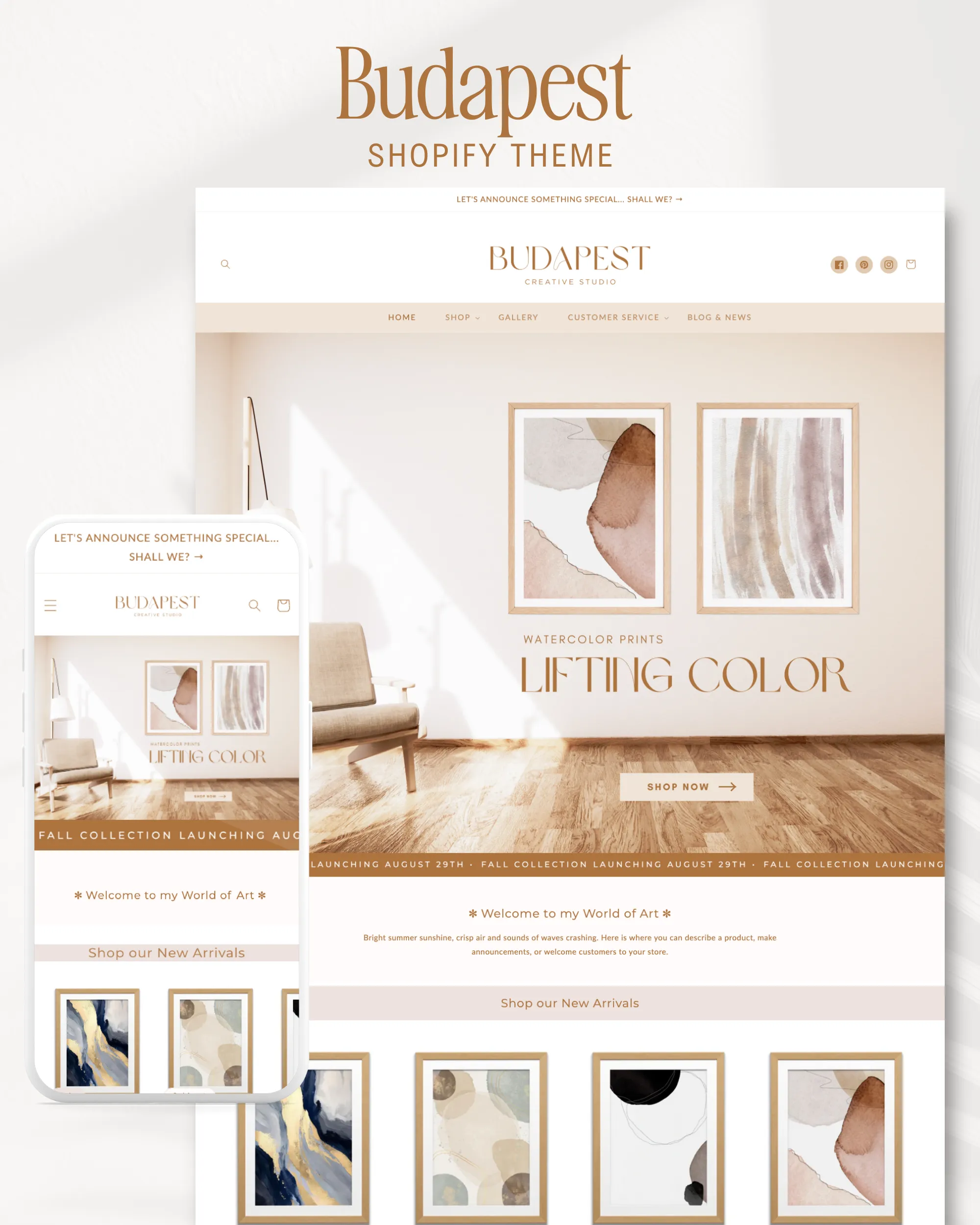 Shopify art stores and themes for the artist. Minimal Art Gallery Shopify Template, Neutral Shopify Theme, Photography Gallery E-commerce Store Design