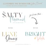Handwritten semi-custom Logo Design, Colorful Pastel Retro Boutique logo, Vintage Font Branding Kit, Modern Boutique Shop Logo
