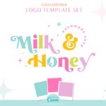 DIY Colorful Retro Canva Logo Template Kit with Semi Custom colorful logo Brand Board template, Rose gold Stock Photos suggestions, and more! 