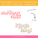 Starburst font logo design editable in Canva. A bright colorful small business logo to style your brand and website to create a successful business.