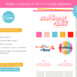 Starburst font logo design editable in Canva. A bright colorful small business logo to style your brand and website to create a successful business.