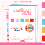 Starburst font logo design editable in Canva. A bright colorful small business logo to style your brand and website to create a successful business.