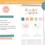 DIY Colorful Retro Canva Logo Template Kit with Semi Custom colorful logo Brand Board template, Boho Stock Photos suggestions, and more! 
