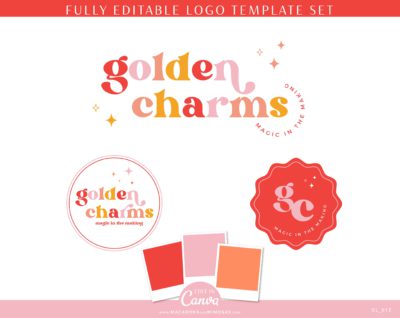 Colorful Canva Logo Template Kit includes one Main Logo, a Secondary Logo, Typography suggestions Curated Stock Photos, and more! 