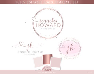 Rose Gold Canva Logo Template Kit includes Semi Custom logo Star Brand Board template, Rose gold Stock Photos suggestions, and more! 