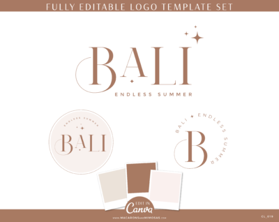 Boho Canva Font Logo Template Kit includes one Main Logo, a Secondary Logo, a Brand Board template, Curated Stock Photos, and more! 