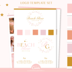 DIY Logos with Stars Template for Canva, Semi Custom Brand Kit Pink logo template, Editable Photography or Lash Boutique Logo Branding Package