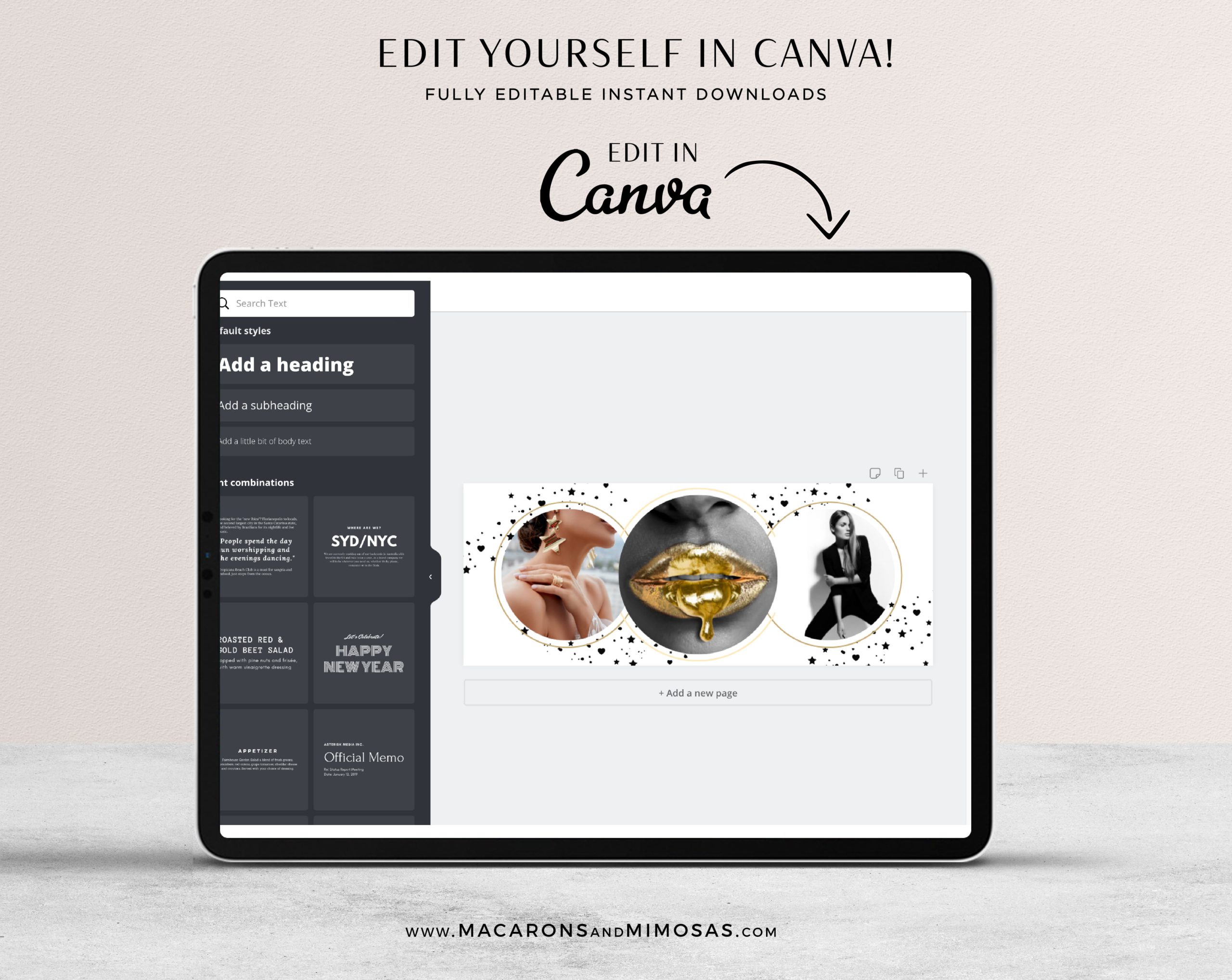 Metallic Gold Star Facebook Banner Template in chic feminine black and metallic gold. Editable in Canva, DIY Facebook Templates for Canva edit to fit your brand!
