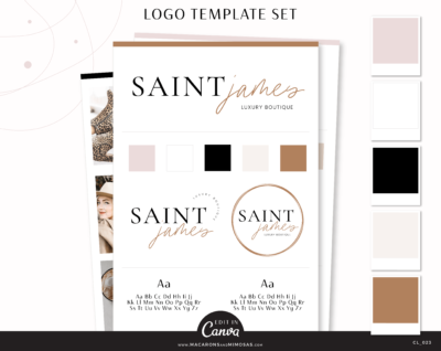 Aesthetic Font Logo Design editable in Canva. Brand your website with a custom logo with stunning font combinations for your small business.