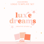 DIY Pink Boho Canva Logo Template Kit with Semi Custom retro flower logo, Free Brand Board template, Boho Stock Photo suggestions, and more! 