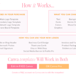 DIY Pink Boho Canva Logo Template Kit with Semi Custom retro flower logo, Free Brand Board template, Boho Stock Photo suggestions, and more! 