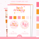 DIY Pink Boho Canva Logo Template Kit with Semi Custom retro flower logo, Free Brand Board template, Boho Stock Photo suggestions, and more! 