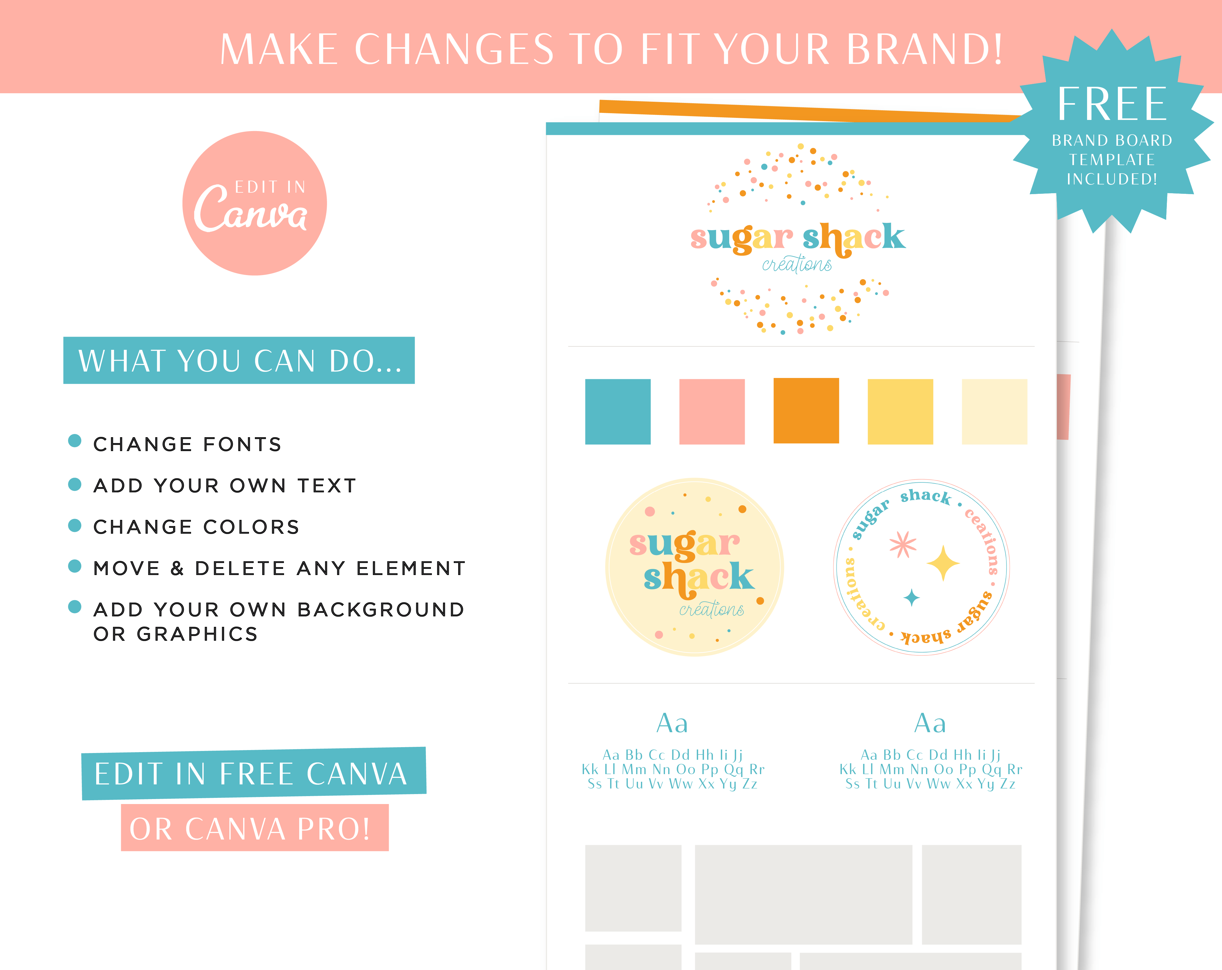 Bright Polka Dot Canva Logo for Business coaches, photographers, podcasters, online entrepreneurs, bloggers, content marketers, and any small business!