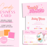 Rainbow Business Card Canva Template. Customize this DIY bright boho card design for your small business with bubble logo font and your photo.
