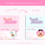 Rainbow Business Card Canva Template. DIY bright boho card design features hears, stars and a retro bubble font combination.
